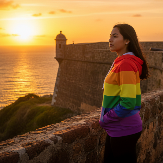 Puerto Rico Pride Rainbow Hoodie – All-Over Print Lightweight Design