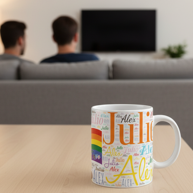 Personalized Pride Mug 11oz - Custom Name with Progress Pride Flag