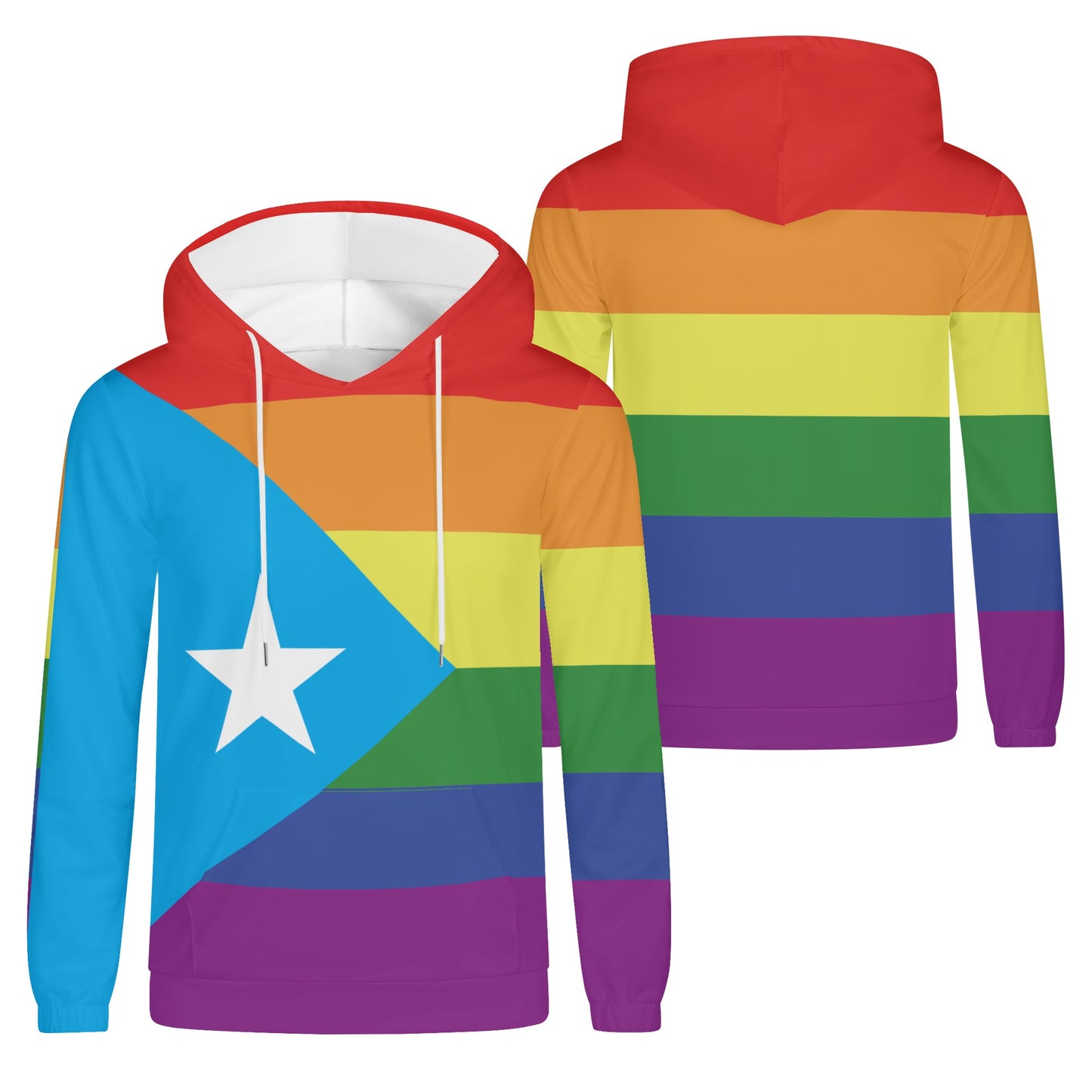Puerto Rico Pride Rainbow Hoodie – All-Over Print Lightweight Design