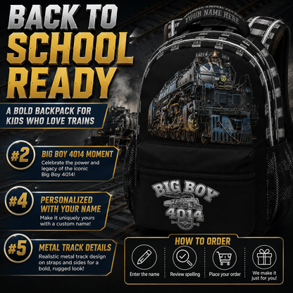 Big Boy 4014 Steam Locomotive Backpack | Personalized Train School Bag