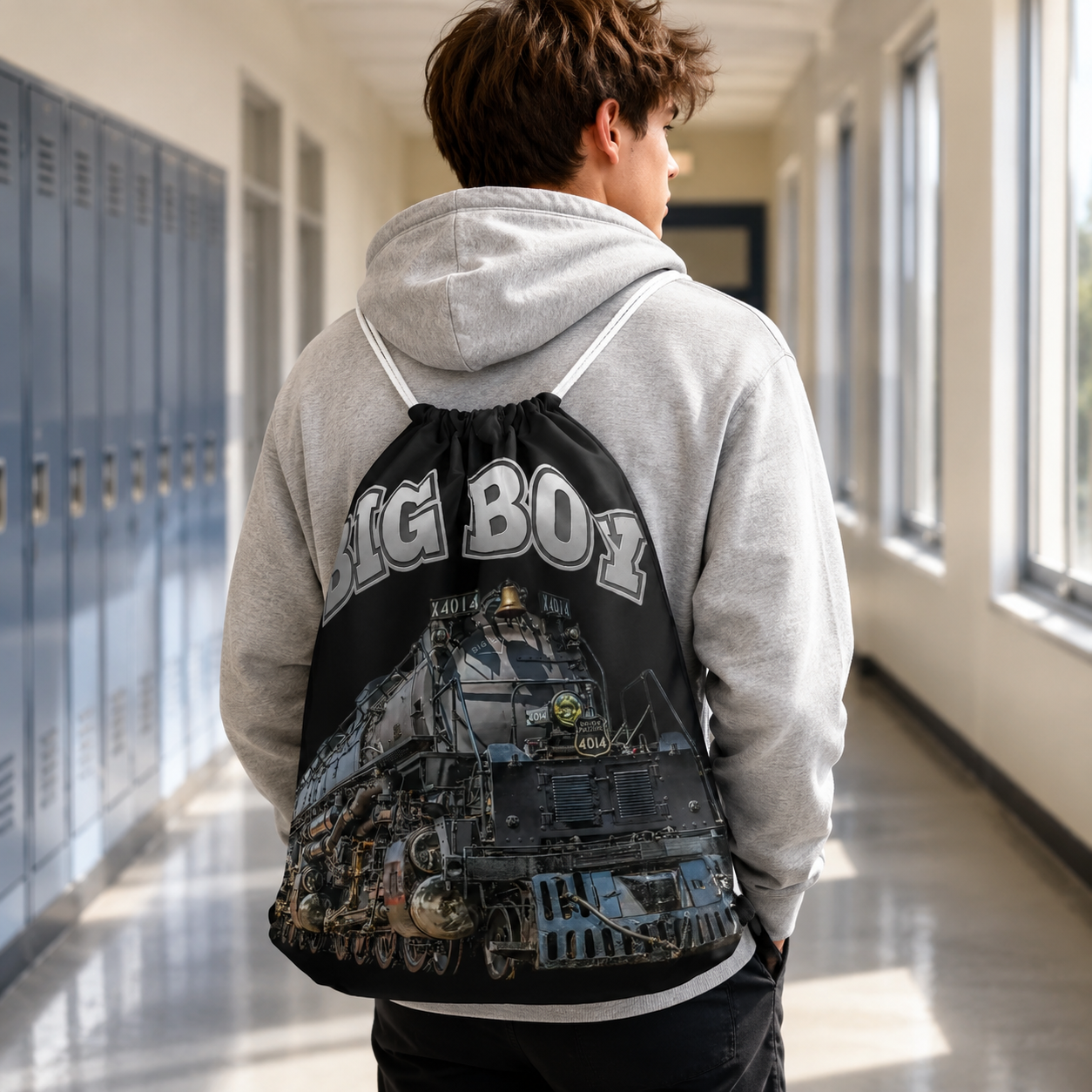 Big Boy 4014 Drawstring Bag | Train Gym Bag & Railroad Fan Gift