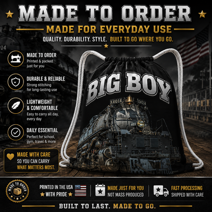 Big Boy 4014 Drawstring Bag | Train Gym Bag & Railroad Fan Gift