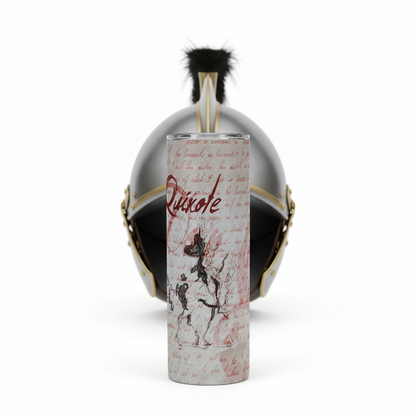 Vaso delgado Don Quijote de 20 oz - Diseño clásico literario de acero inoxidable