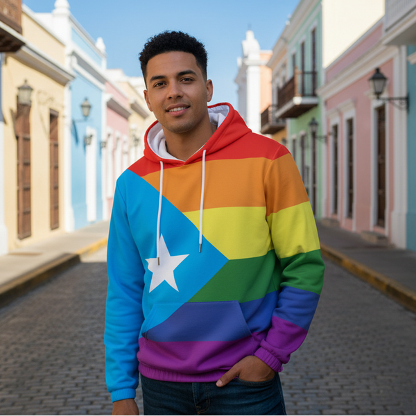 Puerto Rico Pride Rainbow Hoodie – All-Over Print Lightweight Design
