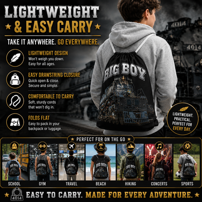 Big Boy 4014 Drawstring Bag | Train Gym Bag & Railroad Fan Gift