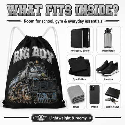 Big Boy 4014 Drawstring Bag | Train Gym Bag & Railroad Fan Gift