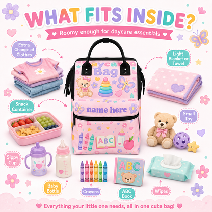 Personalized Daycare Bag for Girls | Cute Toddler Backpack with Name