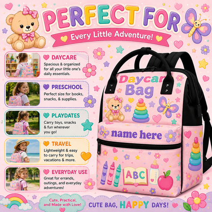 Personalized Daycare Bag for Girls | Cute Toddler Backpack with Name
