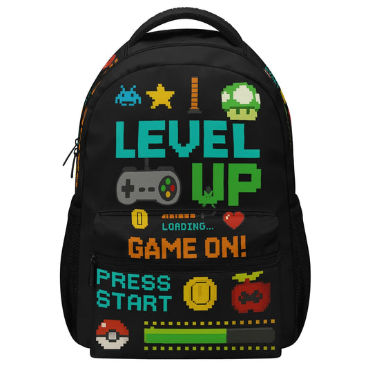 Level Up Gamer Backpack – Pixel Art School Bag  | Video Game Backpack for Kids
