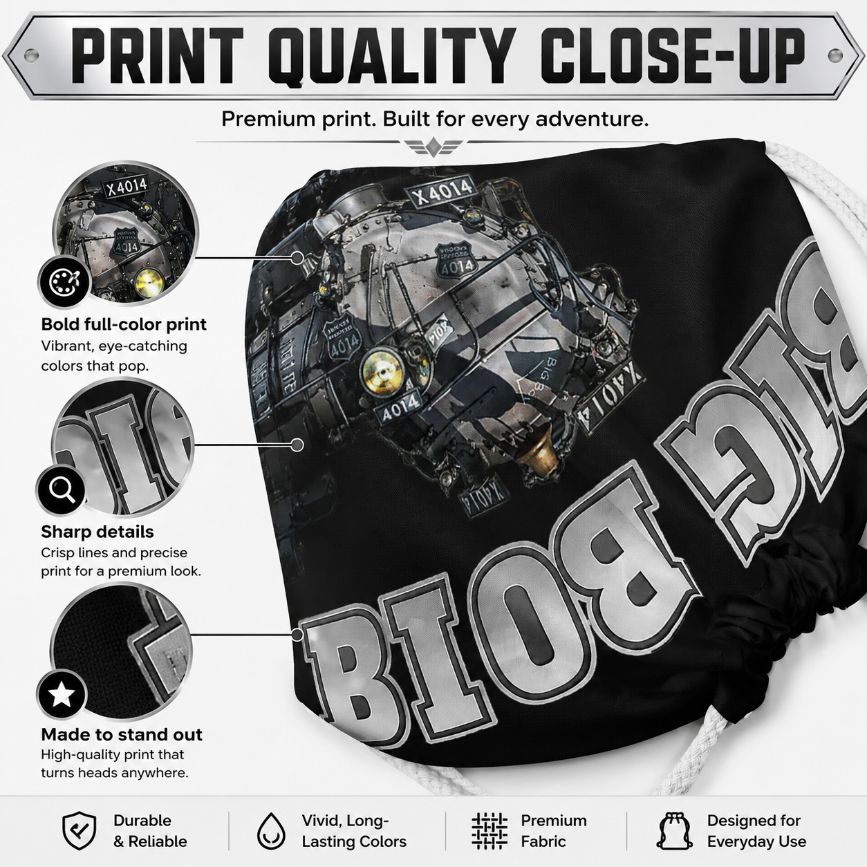 Big Boy 4014 Drawstring Bag | Train Gym Bag & Railroad Fan Gift