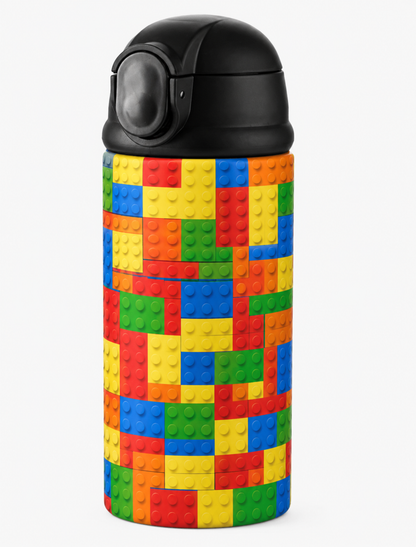 Personalized Building Block 12oz Tumbler | Custom Name Kids Water Bottle for School