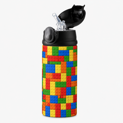 Personalized Building Block 12oz Tumbler | Custom Name Kids Water Bottle for School