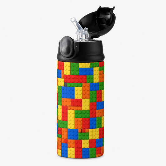 Personalized Building Block 12oz Tumbler | Custom Name Kids Water Bottle for School