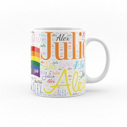 Personalized Pride Mug 11oz - Custom Name with Progress Pride Flag