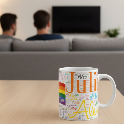 Personalized Pride Mug 11oz - Custom Name with Progress Pride Flag