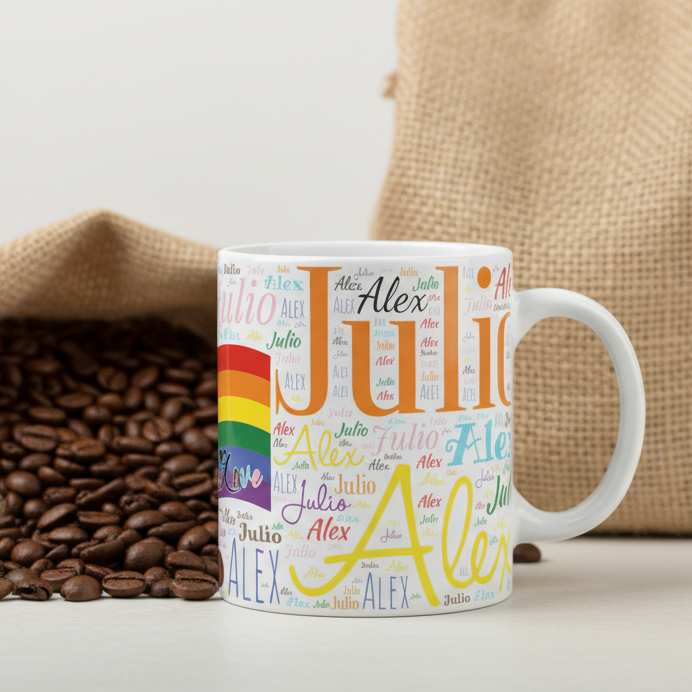 Personalized Pride Mug 11oz - Custom Name with Progress Pride Flag