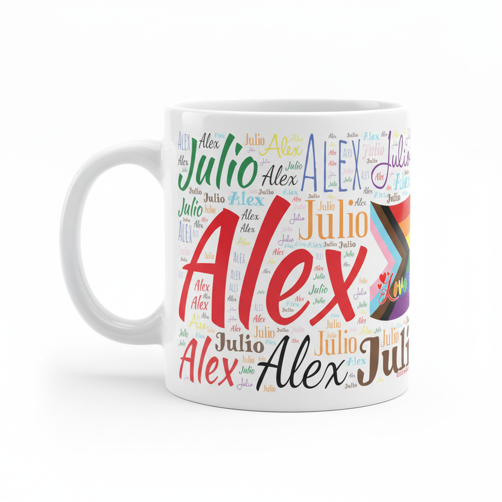Personalized Pride Mug 11oz - Custom Name with Progress Pride Flag