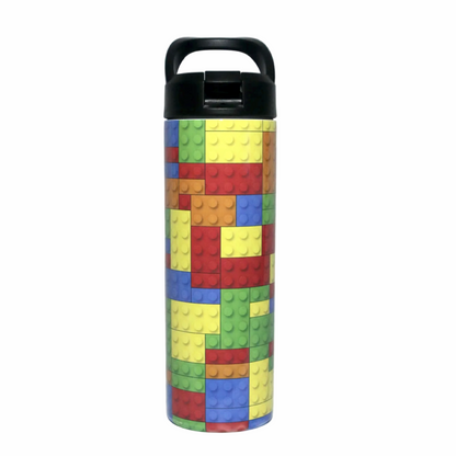 Personalized Building Block Tumbler | 20oz Stainless Steel Kids Water Bottle | Custom Name Gift for Boys & Girls