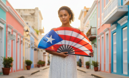 Puerto Rico Flag Large Hand Fan – Boricua Pride Clack Fan