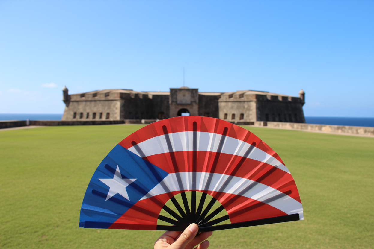 Puerto Rico Flag Large Hand Fan – Boricua Pride Clack Fan