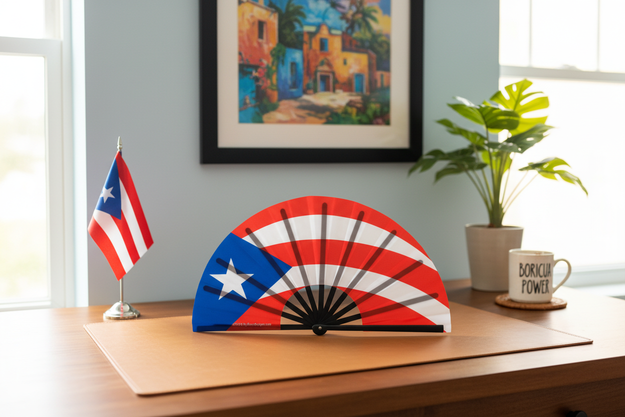 Puerto Rico Flag Large Hand Fan – Boricua Pride Clack Fan