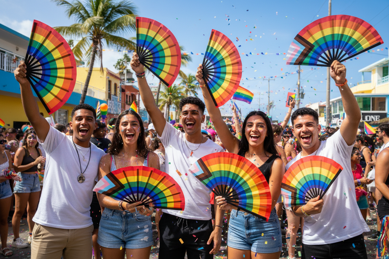 Progress Pride Flag Hand Fan