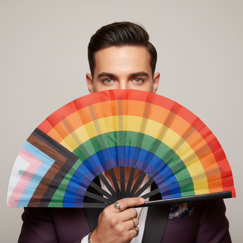 Progress Pride Flag Hand Fan