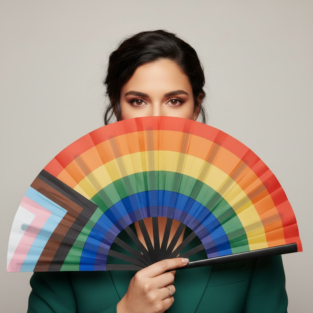 Progress Pride Flag Hand Fan