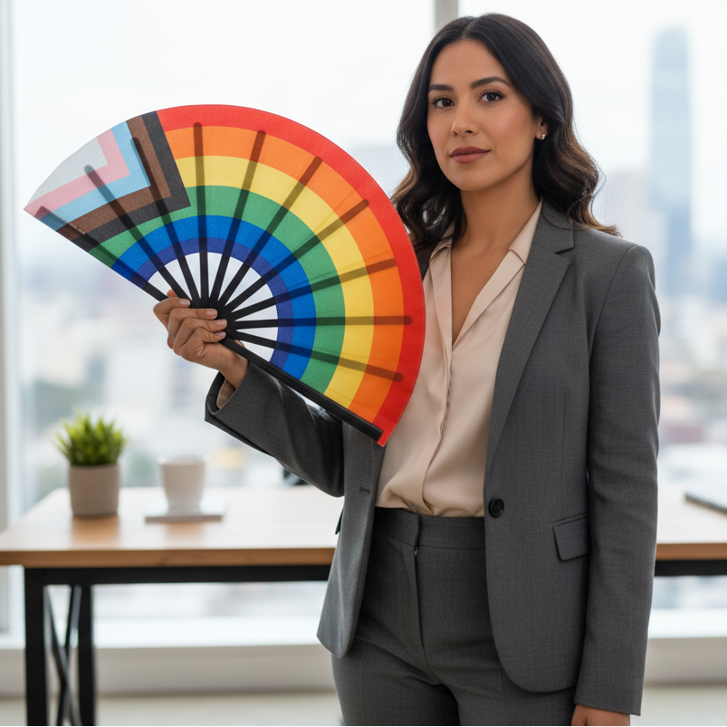 Progress Pride Flag Hand Fan