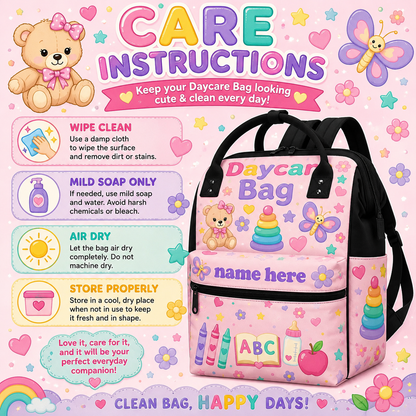 Personalized Daycare Bag for Girls | Cute Toddler Backpack with Name