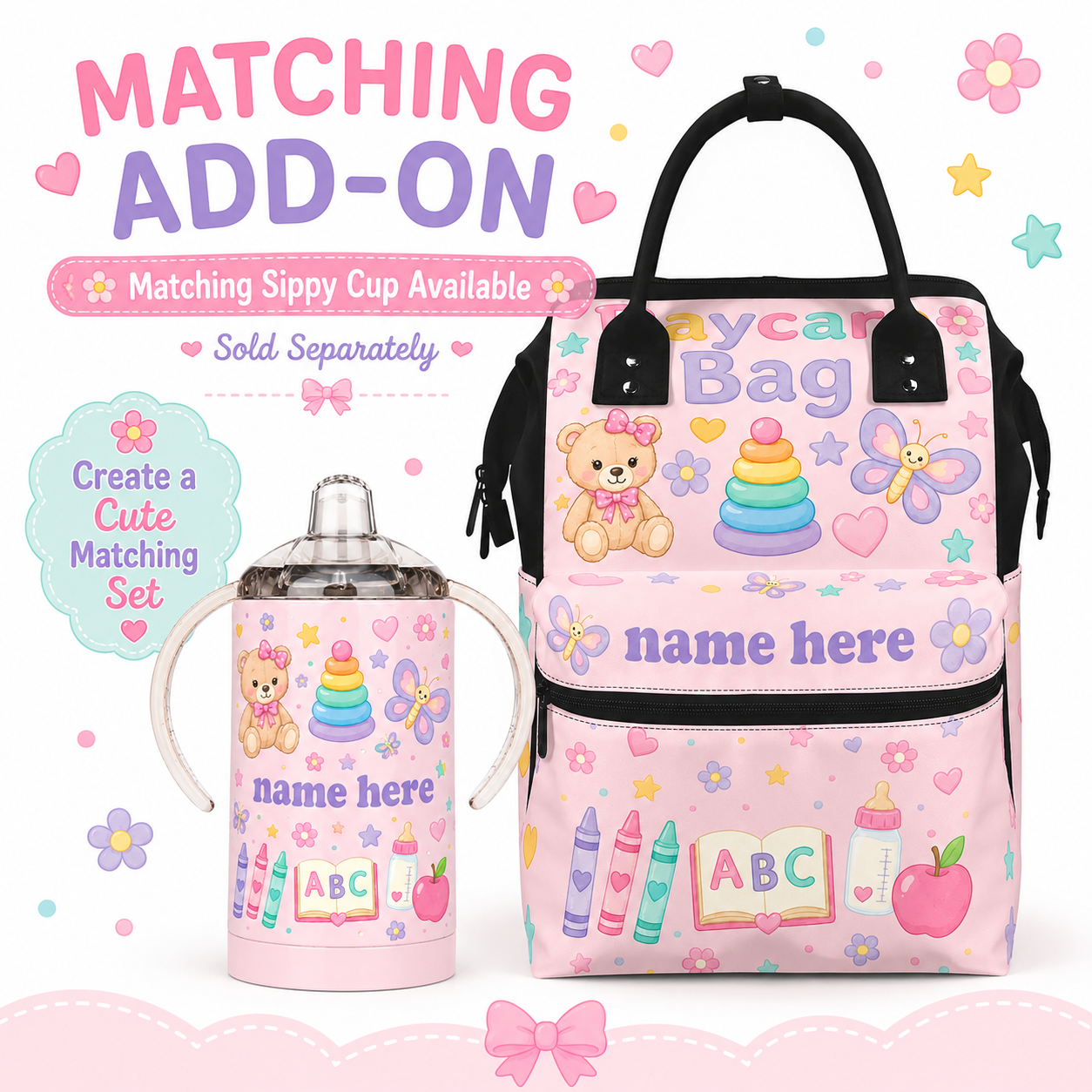 Personalized Daycare Bag for Girls | Cute Toddler Backpack with Name