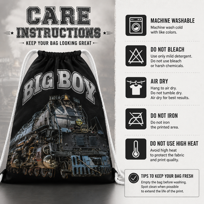 Big Boy 4014 Drawstring Bag | Train Gym Bag & Railroad Fan Gift
