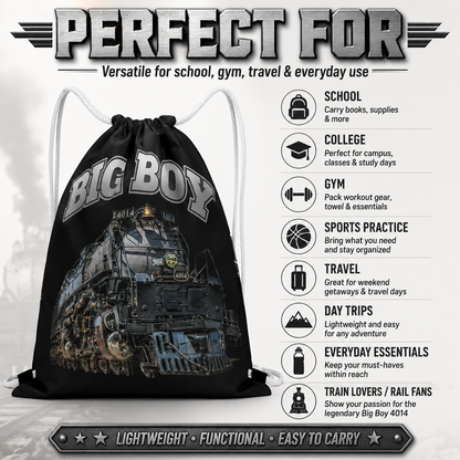 Big Boy 4014 Drawstring Bag | Train Gym Bag & Railroad Fan Gift