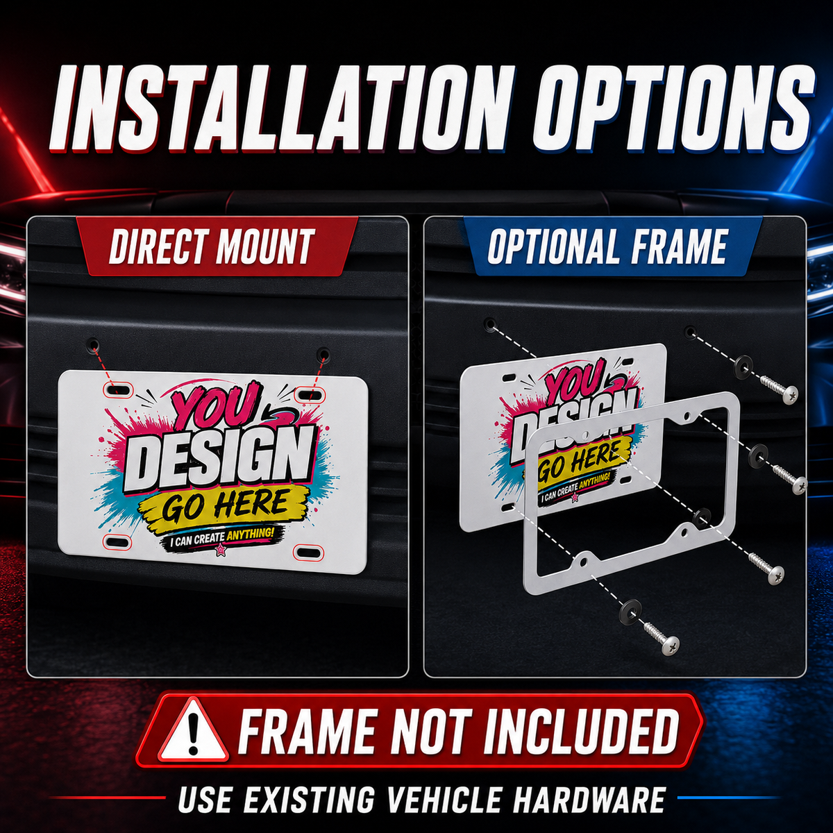 Custom License Plate with UV Print | Personalized Aluminum Car Plate