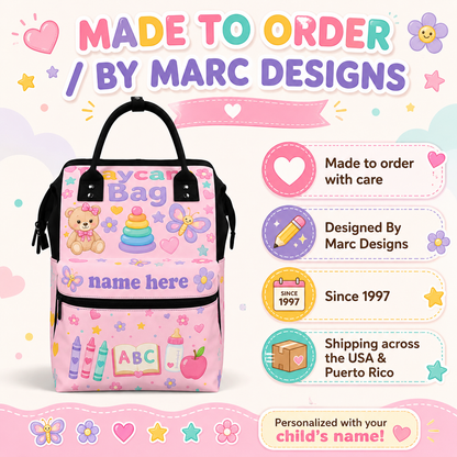 Personalized Daycare Bag for Girls | Cute Toddler Backpack with Name