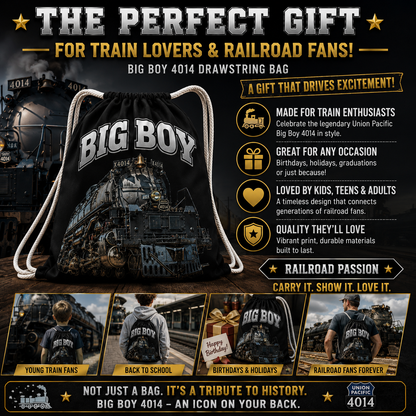 Big Boy 4014 Drawstring Bag | Train Gym Bag & Railroad Fan Gift