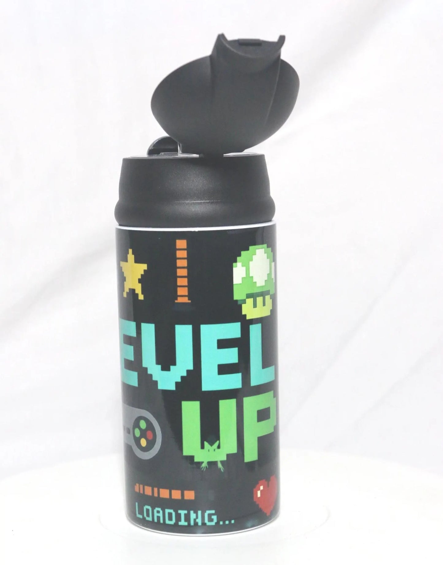 Personalized Gamer 12oz Water Bottle | Level Up Custom Name Tumbler for Kids