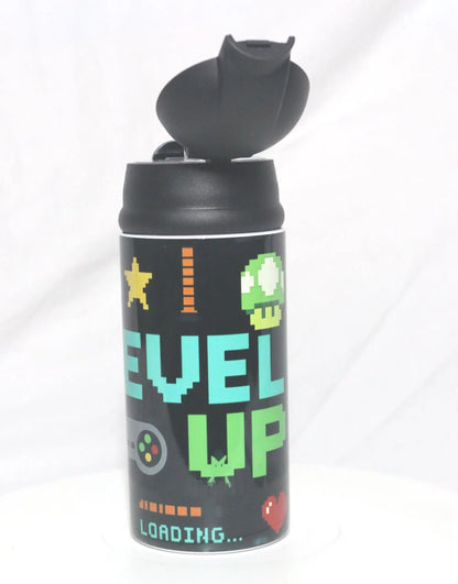 Personalized Gamer 12oz Water Bottle | Level Up Custom Name Tumbler for Kids