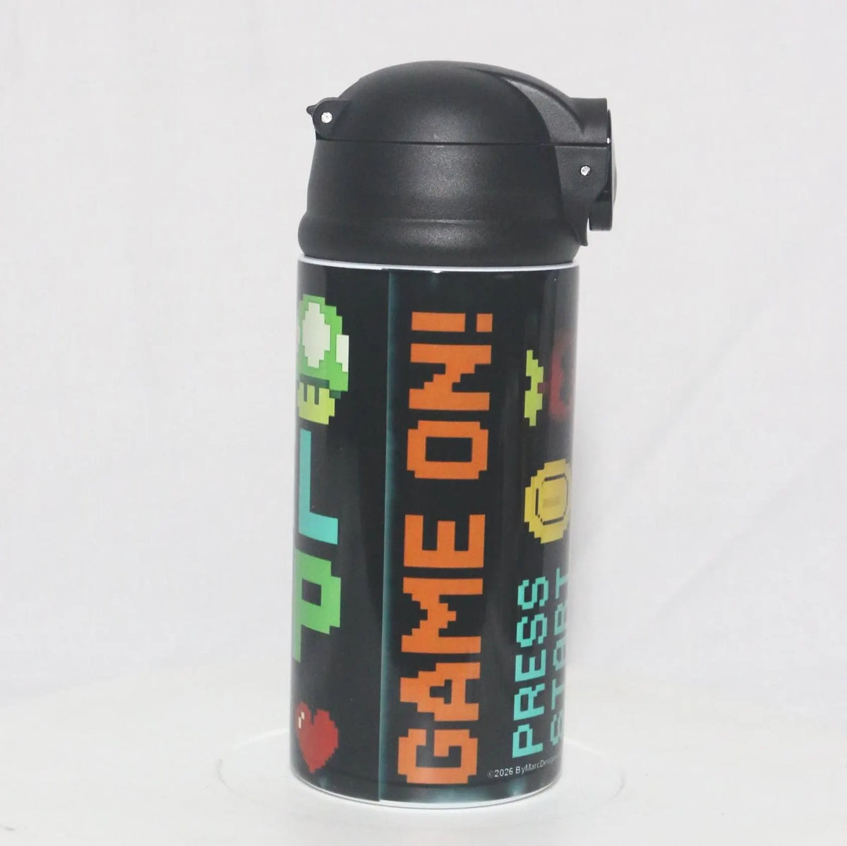 Personalized Gamer 12oz Water Bottle | Level Up Custom Name Tumbler for Kids