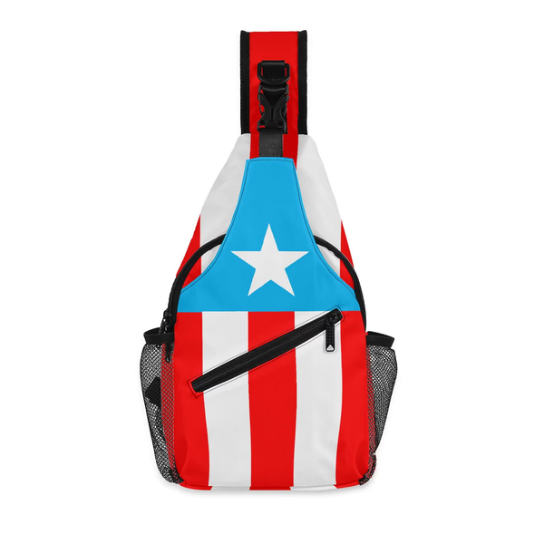 Puerto Rico Flag Sling Bag – Boricua Crossbody Chest Bag with Adjustable Strap