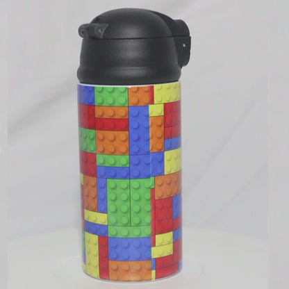 Personalized Building Block 12oz Tumbler | Custom Name Kids Water Bottle for School